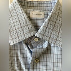 Ermenegildo Zegna Men's Gray Checkered Shirt